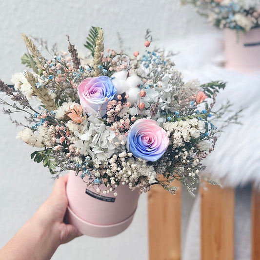 Barrel of Joy in Rainbow  [Preserved Rose]