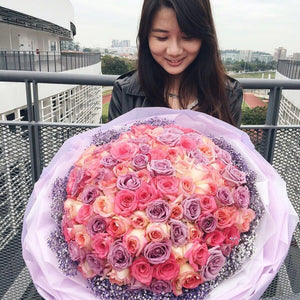 99 Stalks Pink & Purple Rose Bouquet