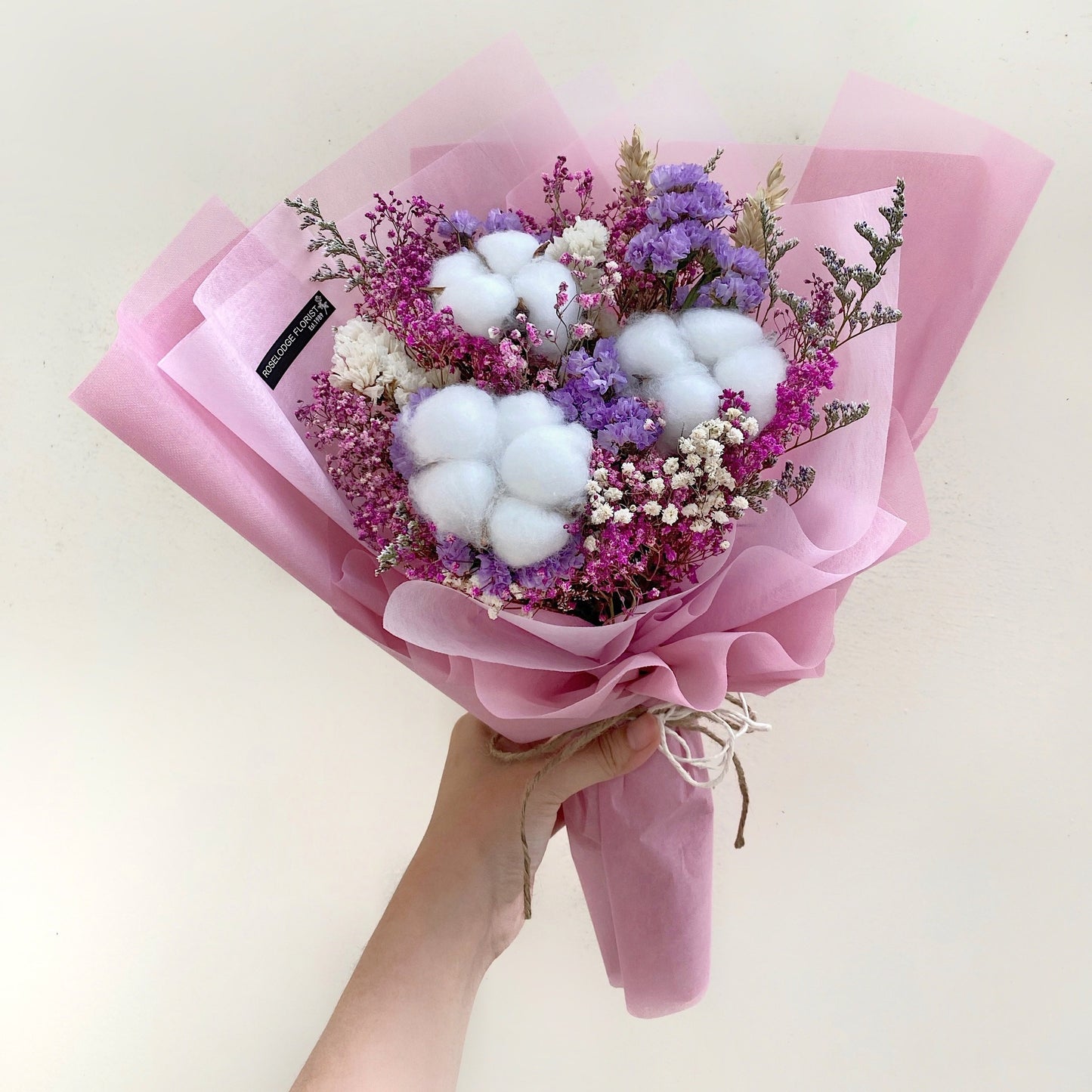 Cotton Flower Bouquet in Pink Wrapping