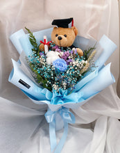 Load image into Gallery viewer, Blue Graduation Preserved Rose Bouquet 