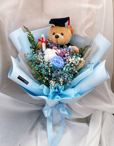 Blue Graduation Preserved Rose Bouquet 
