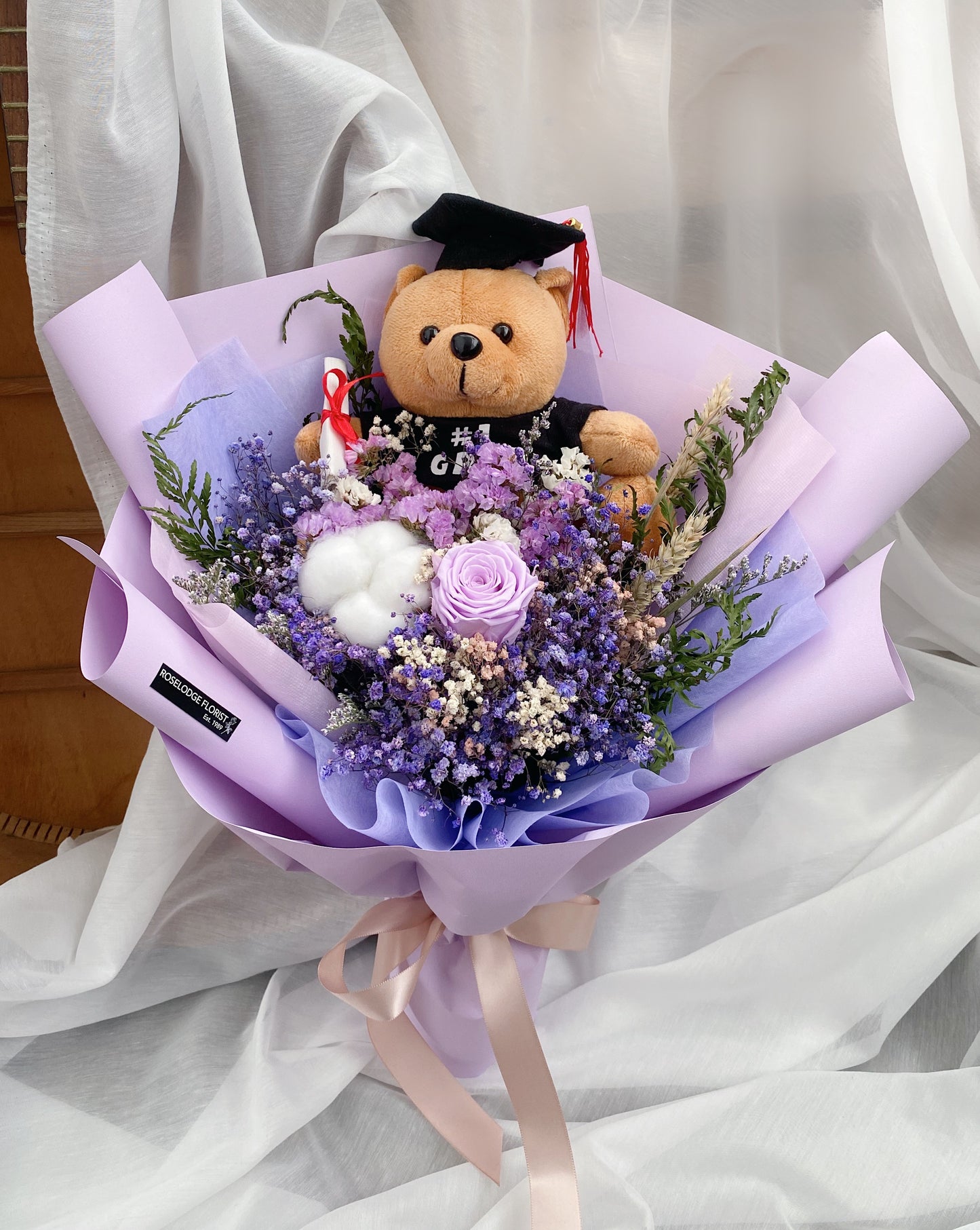 Purple Graduation Preserved Rose Bouquet