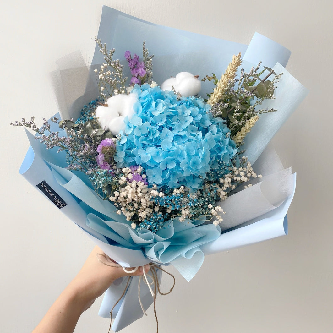 Blue Preserved Hydrangea Bouquet