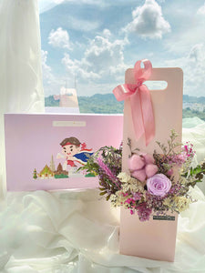 Thai Snack Box & Pink Preserved Rose Bloom Box