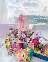 Load image into Gallery viewer, Thai Snack Box &amp; Pink Preserved Rose Bloom Box